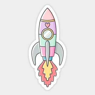 Kawaii Rocket Ship Sticker